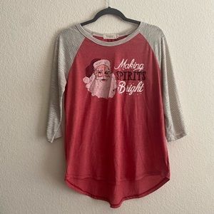 Wanderer women’s Christmas “making spirits bright” baseball style tee
